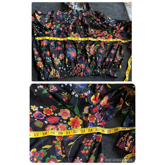 TIBI FLORAL PRINT ANORAK JACKET WITH DETACHABLE HOOD WATER REPELLENT WOMEN SZ L - Picture 13 of 15